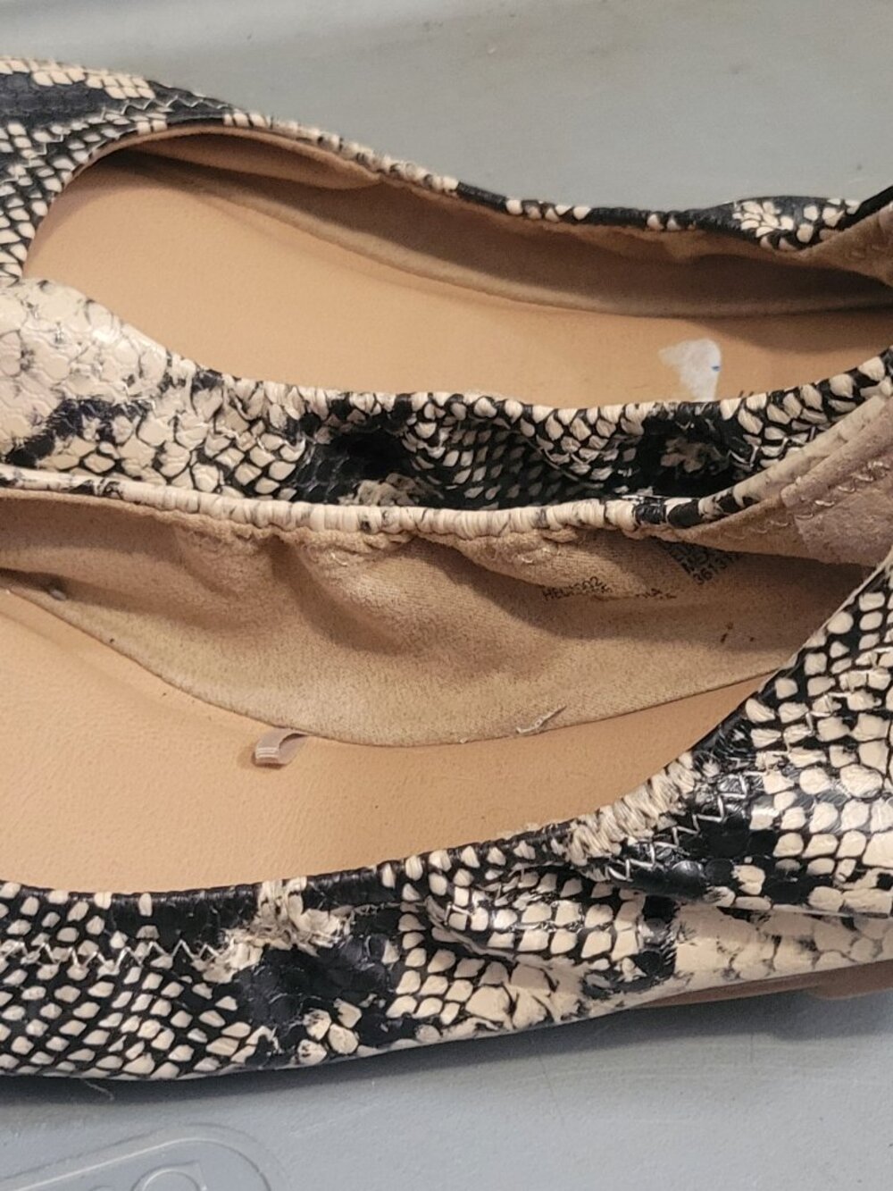 Time and Tru 10w snake skin brown dress shoes slip on ballet flats